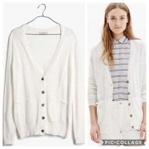 Madewell White Cotton Button Down Cardigan